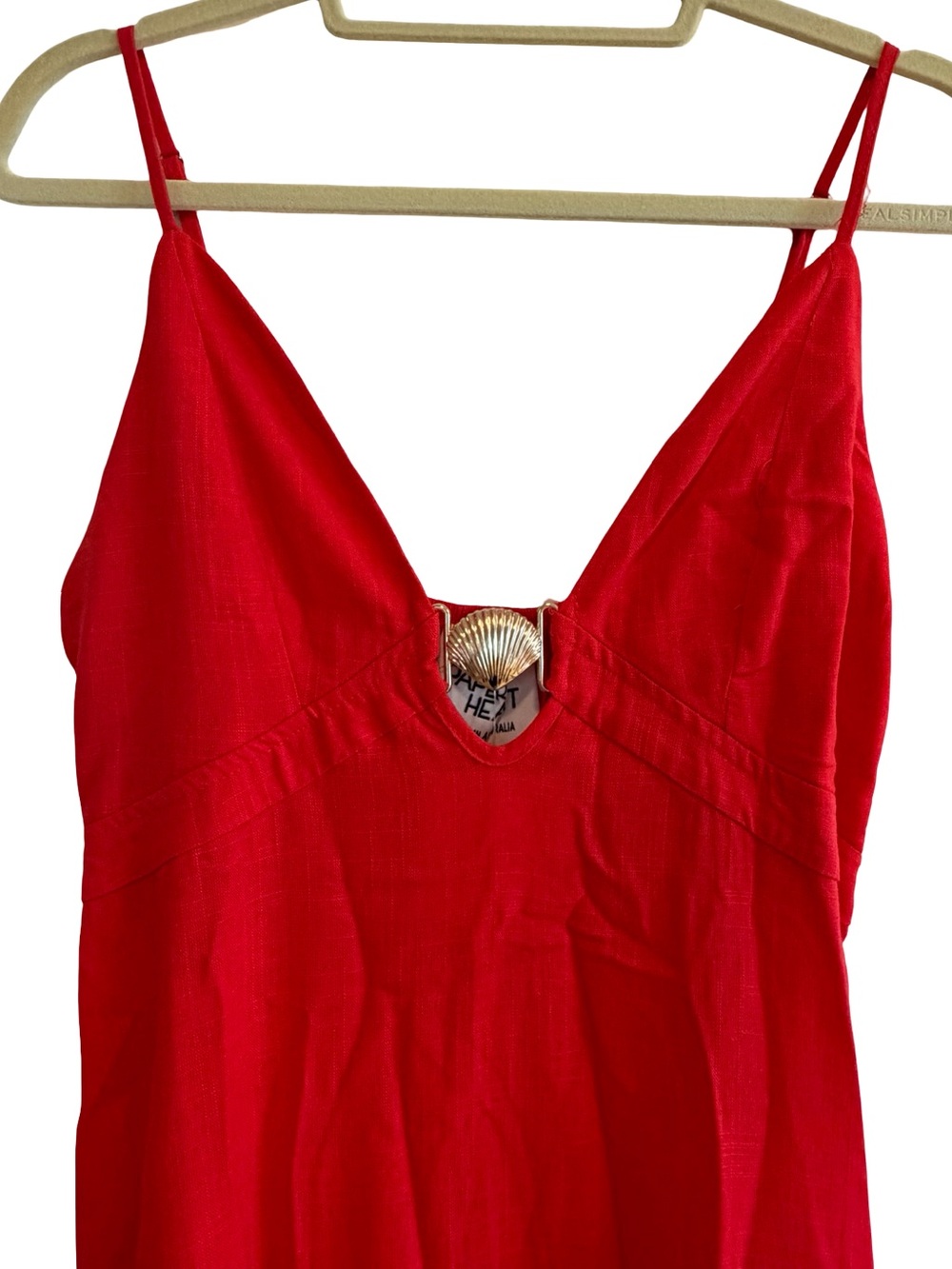 Paper Heart Anthropologie Linen Blend Shell Hardware Detail Maxi Dress Red M NWT - Picture 3 of 9